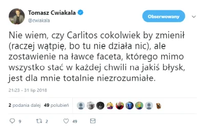 waro - Tomek Ćwiąkała idealnie podsumował temat Carlitosa
#mecz