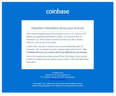 Saeglopur - Właśnie dostałem maila od Coinbase w sprawie Brexitu - to już chyba drugi...