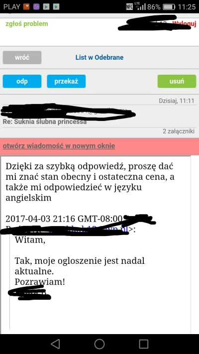 animusaeger - Mirki, czy ktoś wie o co chodzi? Wstawiłam na olx suknie ślubną i dosta...