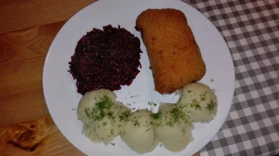 Nudiustertian - Kotlet schabowy z szynką i z serem + ziemniaki + buraczki. Nazywało s...