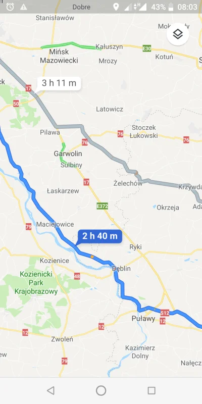 Gorion103 - Trasa Ryki-Garwolin nie jest w ogóle przejezdna? Google Maps nawet nie da...