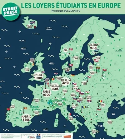 l.....2 - Koszt najmu 25-metrowego mieszkania w poszczególnych miastach europejskich....