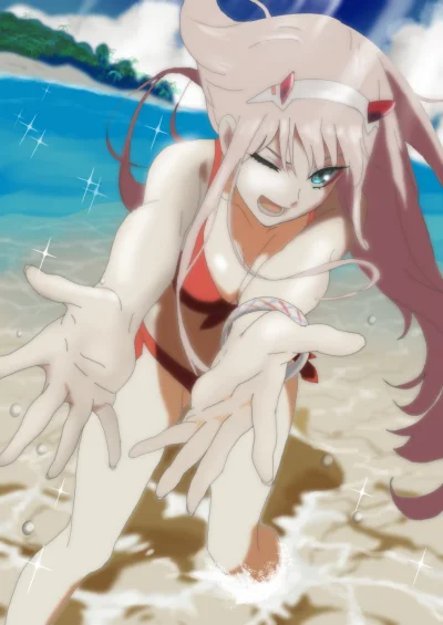 bakayarou - #randomanimeshit #darlinginthefranxx #zerotwo #oppai #pantsu #swimsuit #