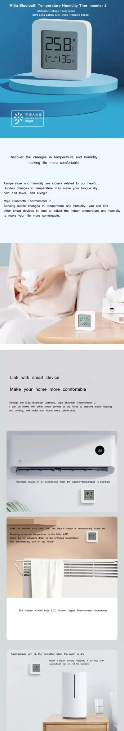 duxrm - Xiaomi Mijia Bluetooth Thermometer 2
Nowy model. 
Work With Mijia APP
Najb...