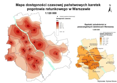 s.....w - Czas dojazdu karetki na terenie Warszawy.
#ciekawostki #mapy #mapporn #kart...