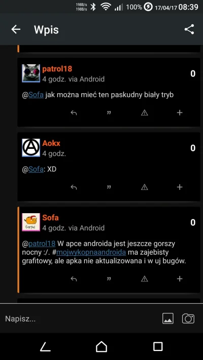 meetom - > @patrol18 W apce androida jest jeszcze gorszy nocny :/

Hę? Że niby to bia...