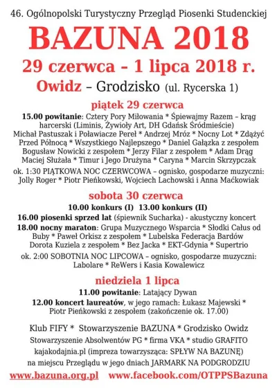 tler - Czy wybiera się ktoś na Bazunę w przyszłym tygodniu? Jest to festiwal piosenki...