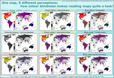 phoropter - Mapka poglądowa jak mogą wyglądać zaburzenie widzenia barwnego a jest ich...