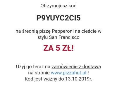 Rutynowy - Jakby ktoś chciał.. Średnia Pepperoni w PizzaHut, ja mam za daleko. :(