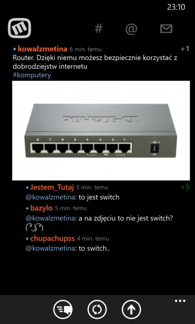 qwelukasz - Chciej zabłysnąć na mirko, pomyl router ze switchem xD

#humorobrazkowy...