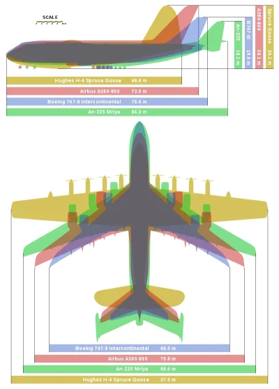 jacomelli - Porównanie największych dotychczas samolotów na świecie (bez tego z artyk...