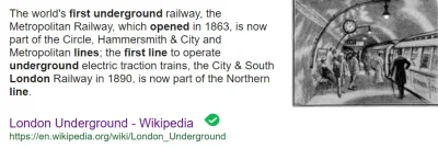 empee - Moznaby jeszcze dodac ze pierwsza kolej podziemna otwarto w Londynie w 1863 r...