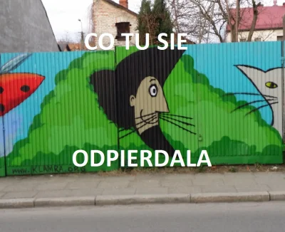 bamboszki - znalazłem w moim mieście śmieszny mural na płocie

#heheszki ##!$%@?