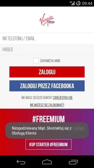 S.....6 - Możecie się normalnie zalogować na apkę na androidzie? #virginmobile