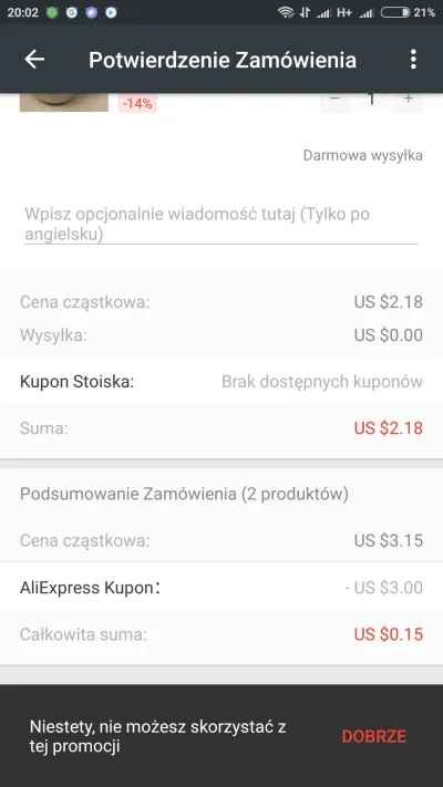 Wiber17 - Witam Mirki, mam XRN3Pro i zainstalowałem apkę aliexpress, dostałem kupon 3...