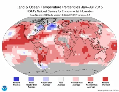 Sierkovitz - Globalny klimat - lipiec 2015 najcieplejszym miesiącem w notowanej histo...