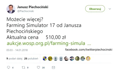 Eriksen - Ktoś chętny wspomóc akcję WOŚP kupując Farming Simulator od czołowego przed...