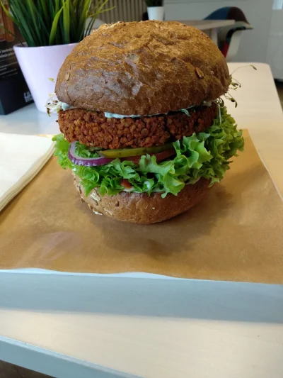 CptQRK - #vege #wegetarianizm #jedzzwykopem #burger 
#gownowpis nawet dobry ten Veget...