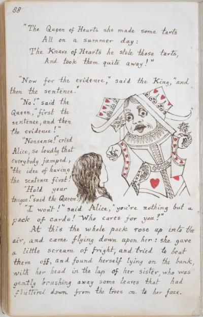 myrmekochoria - Lewis Carroll, Oryginalna strona z Alice's Adventures Under Ground 18...