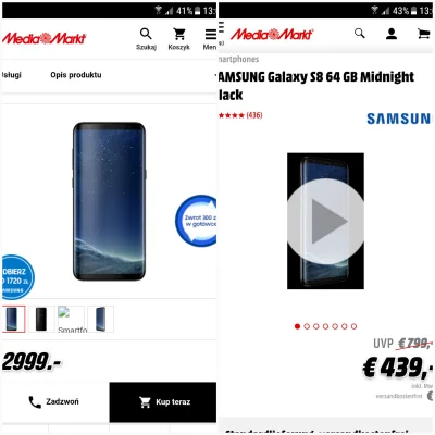 Kubston - Cena Samsunga Galaxy s8 w polskim i niemieckim mmarkcie. Trochę smutno się ...