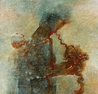 Ama-gi - #beksinskinadobranoc #beksinski
Bez tytułu - 1999, 95 x 132.5 cm