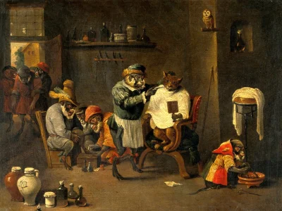 PrzewodniG - Obraz ze szkoły flamandzkiego malarza Davina Teniersa młodszego. Takie m...