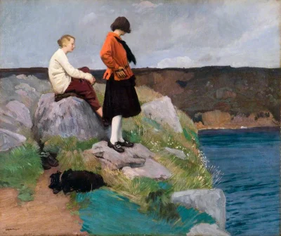 kvoka - Laura Knight "The Cornish Coast", 1917 r., olej na płótnie #malarstwo #sztuka