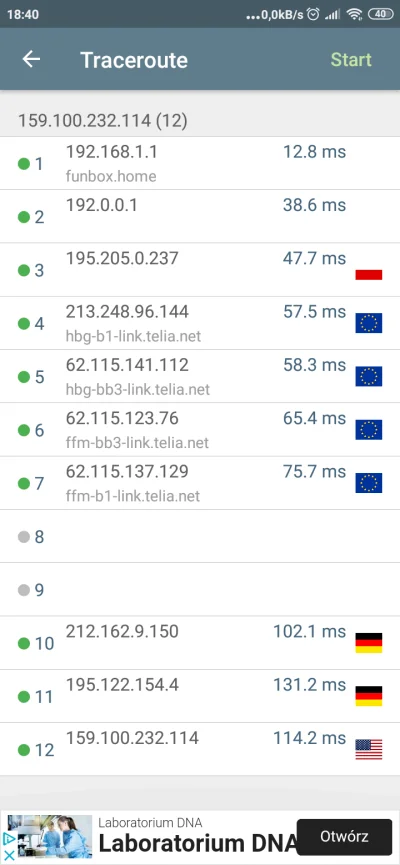 ten-nowy - traceroute po kablu Orange