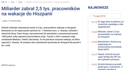 WuDwaKa - Macie cały "artykuł": 

 Miliarder zabrał 2,5 tys. pracowników na wakacje ...