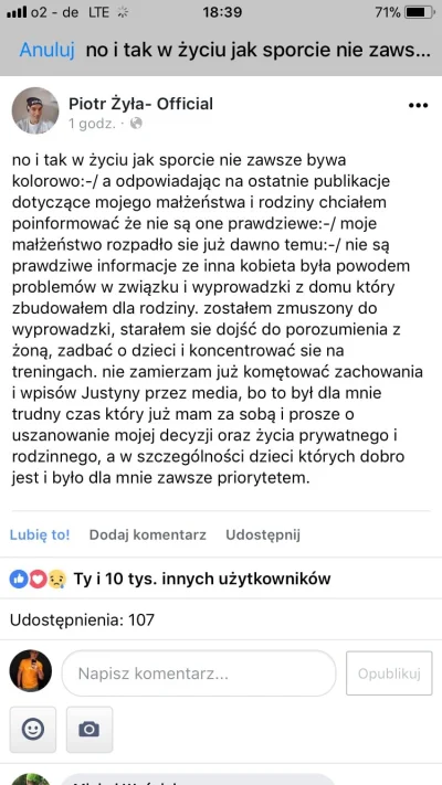 Lysina - jest odpowiedz Piotrka na instagramowe zarzuty żony #oswiadczenie #piotrzyla...