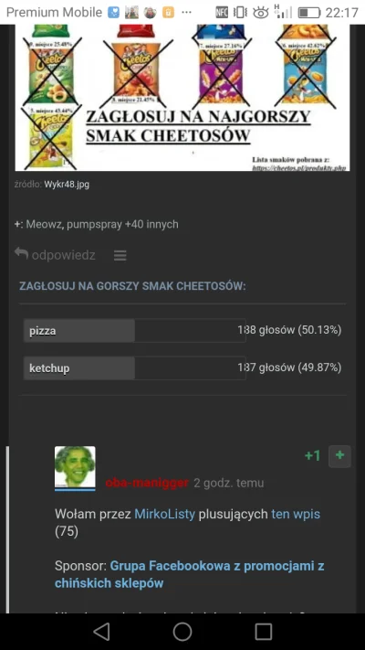 taalarek - @oba-manigger: właśnie zagłosowałam na picce. Czyli idealnie łeb w łeb.