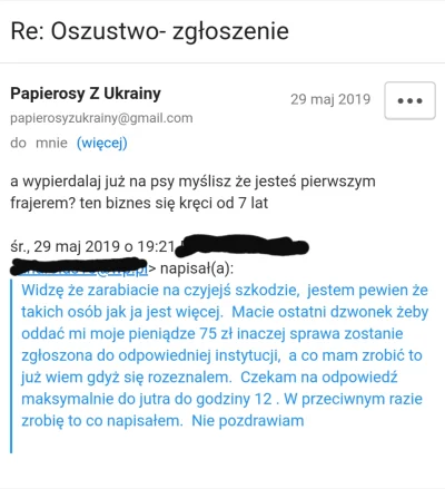 Nataniel18 - Prosze bardzo, ,,szanowany " Pan sprzedawca odpisał