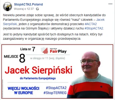 DoktorWojna - @adizj: i tak najlepszy jest fanpage "StopACTA2.Poland" gdzie dzień wcz...