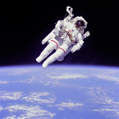 Bulka_kajzerka - Astronauta Bruce McCandless podczas spaceru kosmicznego, 11 lutego 1...