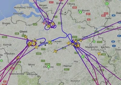 kartofel_mocy - Ruch lotniczy nad Brukselą, tuż po wybuchu w Zaventem.

#wybuch #lo...
