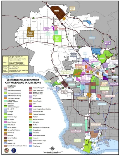 s.....r - Rozmieszczenie oraz ilość gangów w Los Angeles. Trochę tego jest w Mieście ...