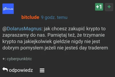 cyberpunkbtc - @bitclude: Panowie, naprawdę szacuneczek za to. Macie ogromnego plusa ...