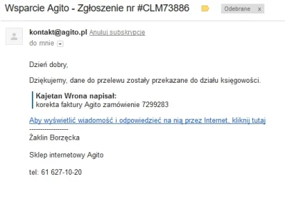 kajtus92 - Dostałem dzisiaj informację na email, że dane do przelewu (zwrotu) zostały...