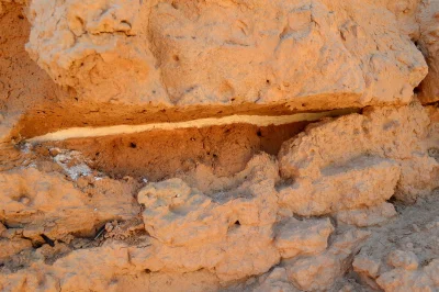 myrmekochoria - The original ancient gypsum plaster between mud-bricks, Borsippa, Bab...