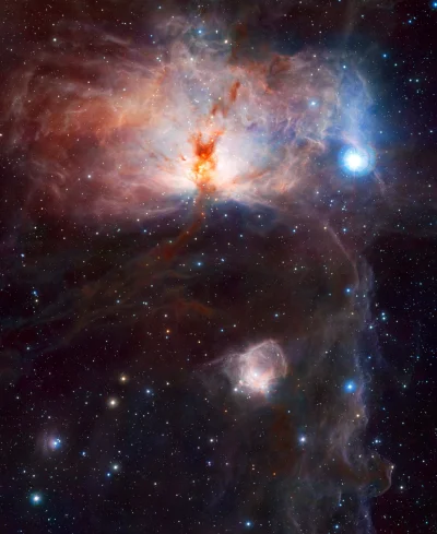 s.....w - Mgławica płomień (NGC2024), widoczna w podczerwieni, "podsycana" przez pobl...
