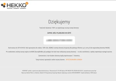 WutkaBXL - Darmowa krajowa domena w hekko.pl
Losowanie dziś o 20h30 poprzez Mirkoran...