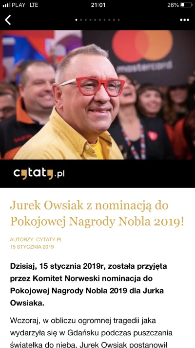 wolfik_ - Ja to tu tylko zostawię :) Nie, nie super, lubię Owsiaka, ale tu ktoś pozam...