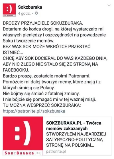 QBA__ - xDDDDDDDDDDDD NIE WYTRZYMIE
Twórca fanpage SokZburaka żebrze o piniądze, bo ...