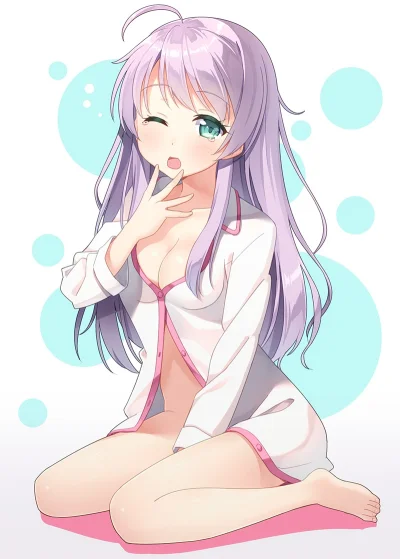 Azur88 - #randomanimeshit #originalcharacter #longhair #purplehair #greeneyes #sleepy...