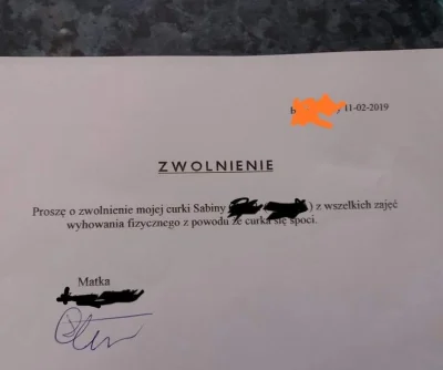 nikadomi - Wy też pisaliscie zwolnienia z wf?
#heheszki #polszczyzna #horacurka #madk...