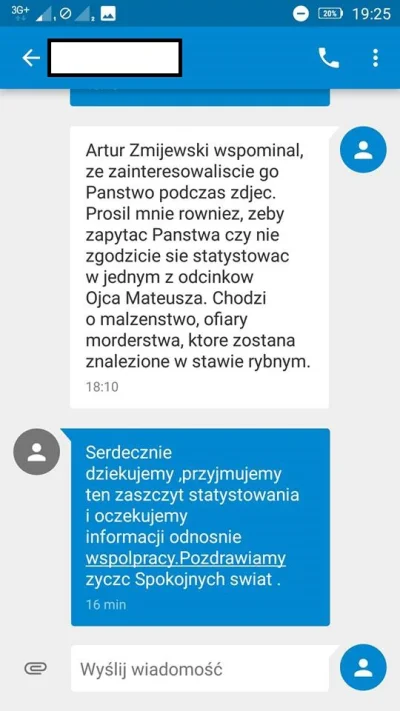 kluha666 - Dostałem odpowiedź, dotyczącą statystowania w Ojcu Mateuszu XD Na serio, n...