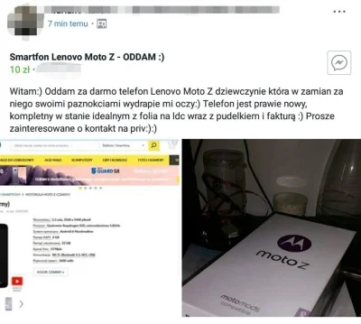 DaemonKazoom - > Jakaś kobieta zaraz mi oczy wydrapie na olx.
 
@Lim3: Oho, to jaka...