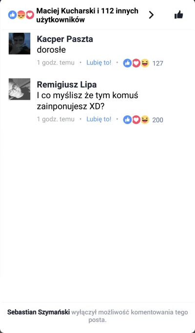 zestawrymow - Seba śmietnik, zaczeli go hejtować to wyłaczyl komentarze hahaah.
LOOK...