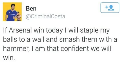 tymm - "I am that confident we will win."
#chelsea #arsenal #premierleague