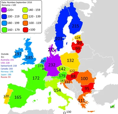 bitcoholic - Siła nabywcza w UE / wrzesień 2016. #mapa #mapporn #mapy